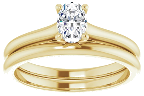 Sužadėtuvių Žiedas „Solitaire“ 750 Geltonojo Aukso Oval 6mm x 4mm (8)