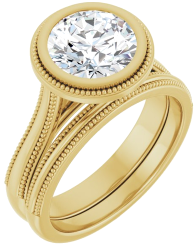 14K Yellow 8 mm Round Solitaire Engagement Ring Mounting (5)