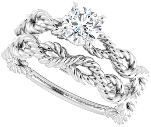 Sužadėtuvių Žiedas „Twisted Rope Solitaire“ 750 Baltojo Aukso Round 5.2mm (10)