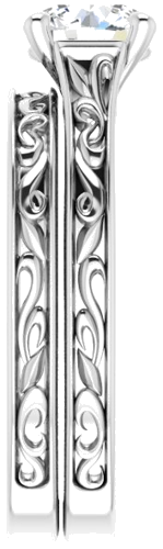 Sužadėtuvių Žiedas „Scroll Solitaire“ 585 Baltojo Aukso Round 6.5mm (9)