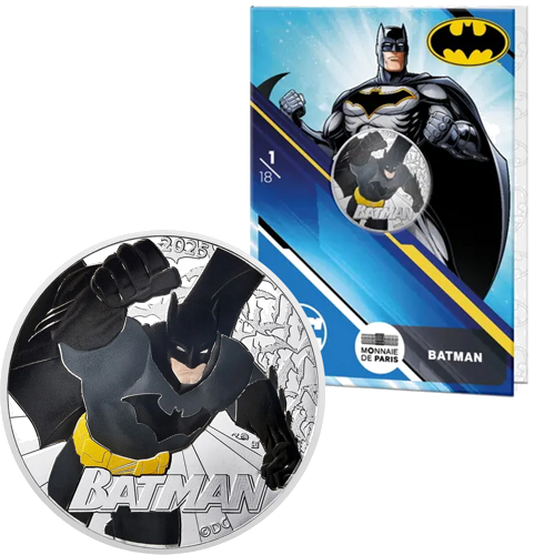 10 евро BATMAN 2025 сребърна монета на Франция в BU карта (1)