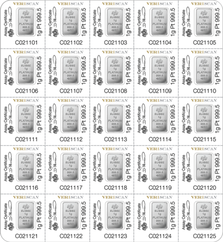 25 X 1 g Investment Platinum Bars Multigram Fortuna PAMP (2)