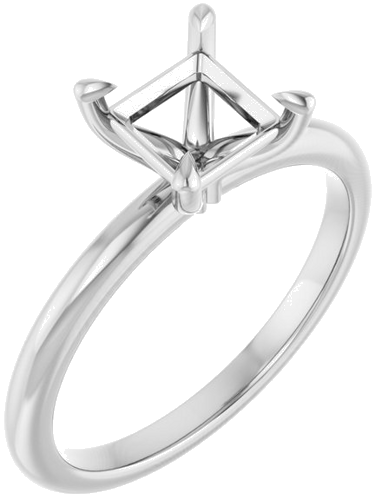 14K White 5.5x5.5 mm Square Solitaire Engagement Ring Mounting (1)