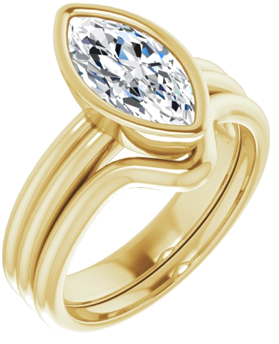 Sužadėtuvių Žiedas „Bezel-Set Solitaire“ 585 Geltonojo Aukso Marquise 12mm x 6mm (6)