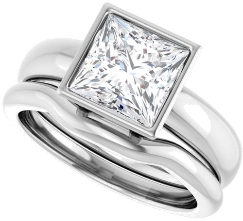 14K White 7 mm Square Engagement Ring Mounting (10)