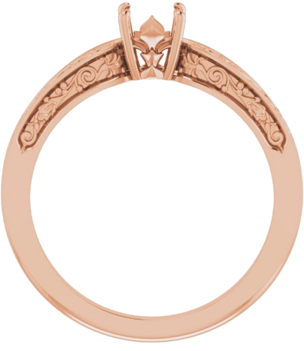 Sužadėtuvių Žiedas „Floral Solitaire“ 585 Rožinis Aukso Round 5.2mm (2)