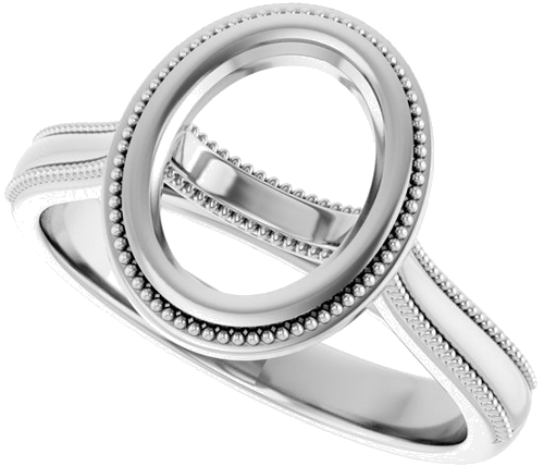 14K White 9x7 mm Oval Solitaire Engagement Ring Mounting (5)