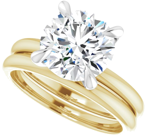 14K Yellow White 9 mm Round Engagement Ring Mounting (10)