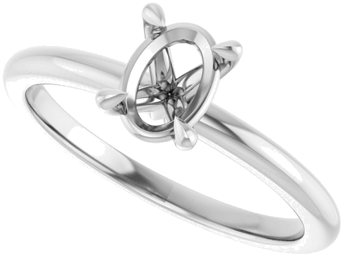 14K White 7x5 mm Oval Solitaire Engagement Ring Mounting (5)
