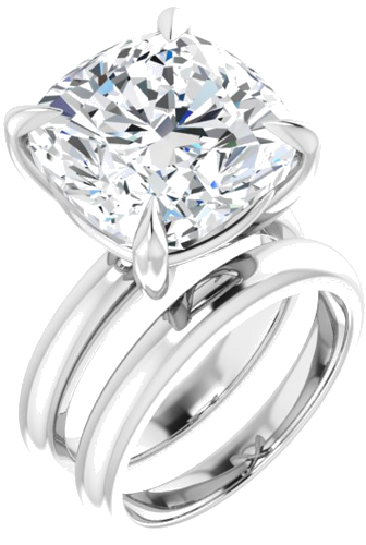 14K White 13x13 mm Cushion Solitaire Engagement Ring Mounting (6)