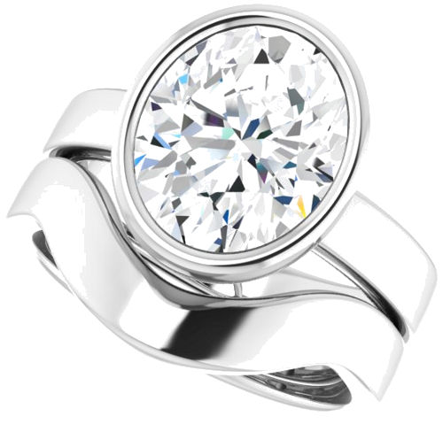 14K White 11x9 mm Oval Solitaire Engagement Ring Mounting (10)