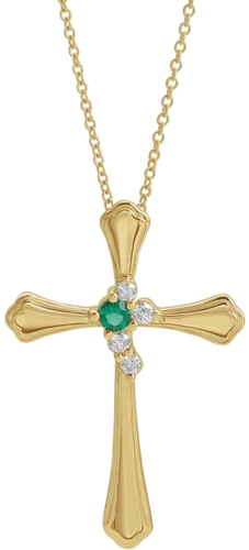 Pakabukas „Family Cross“ 585 Geltonojo Aukso Round 3mm (3)