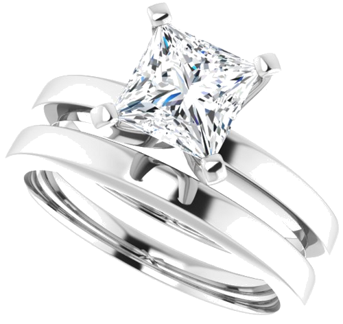 Sužadėtuvių Žiedas „Solitaire“ 585 Baltojo Aukso Square 6mm (10)