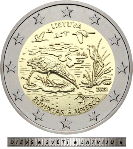 2021 Литва Гравирана монета с номинал 2 евро върху карта (CARD CLAUSE IN COIN) (2)