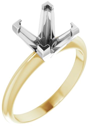14K Yellow White 7.5 mm Square V-End 4-Prong Engagement Ring Mounting (1)