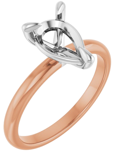 Sužadėtuvių Žiedas „Solitaire“ 585 Baltojo Ir Rožinis Aukso Pear Shape 10mm x 7mm (1)