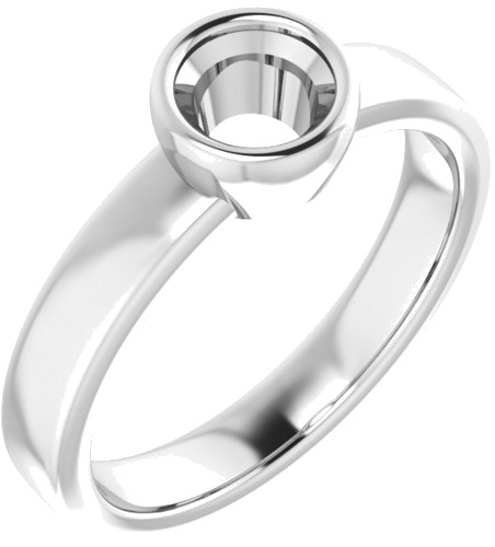 10K White 5.2 mm Round Solitaire Engagement Ring Mounting (1)