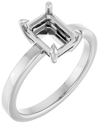 Sužadėtuvių Žiedas „Solitaire“ 750 Baltojo Aukso Emerald 8mm x 6mm (1)