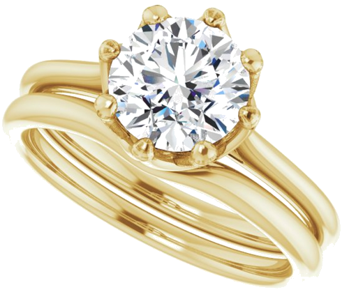 14K Yellow 7.4 mm Round Solitaire Engagement Ring Mounting (10)