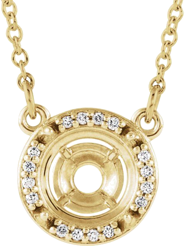 14K Yellow 7 mm Round .04 CTW Natural Diamond Semi-Set 16  Necklace (1)