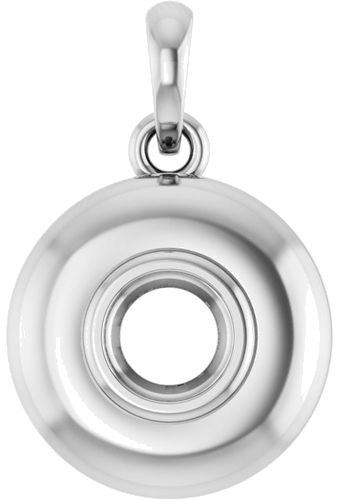 Sterling Silver 4 mm Round Bezel-Set Puffy Pendant Mounting (1)