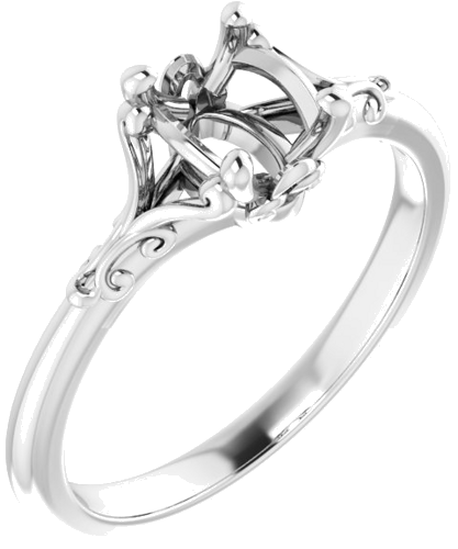 14K White 7x5 mm Oval Solitaire Engagement Ring Mounting (1)