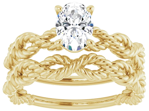 Sužadėtuvių Žiedas „Twisted Rope Solitaire“ 585 Geltonojo Aukso Oval 7mm x 5mm (8)