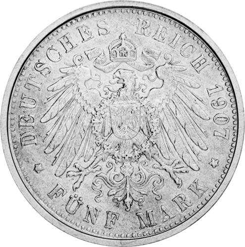 5 марок Вильгельм II Вюртембергский (1892-1913) Германская империя серебряная монета (2)