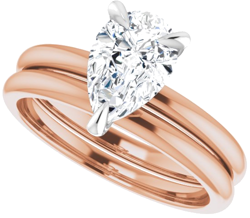 Sužadėtuvių Žiedas „Solitaire“ 585 Baltojo Ir Rožinis Aukso Pear Shape 9mm x 6mm (10)