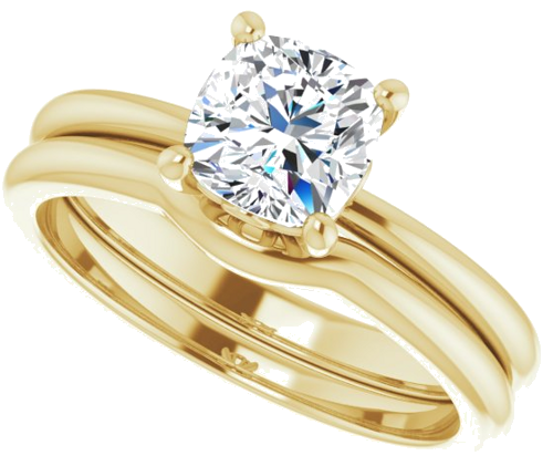 14K Yellow 6 mm Cushion Solitaire Engagement Ring Mounting (10)