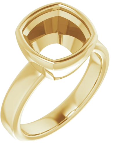 18K Yellow 9 mm Cushion Solitaire Engagement Ring Mounting (1)