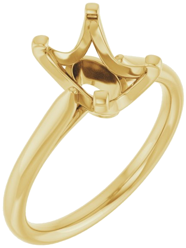 14K Yellow 8x6 mm Emerald Solitaire Engagement Ring Mounting (1)