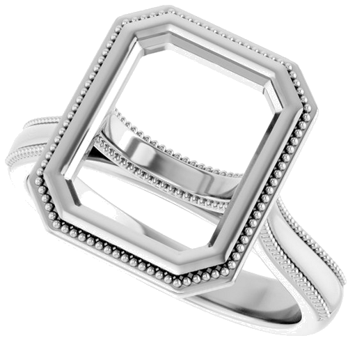 14K White 10x8 mm Emerald Solitaire Engagement Ring Mounting (5)