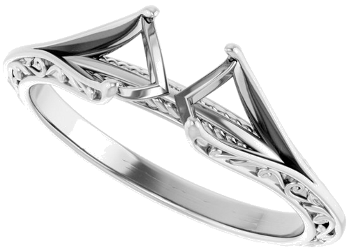 14K White 6.5 mm Round Engagement Ring Mounting (5)