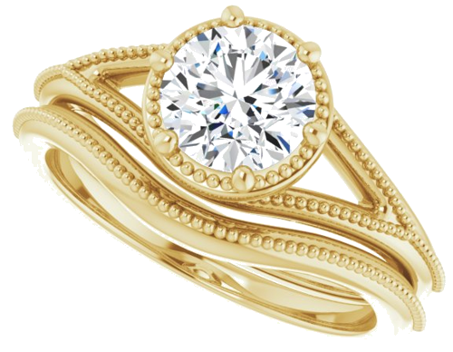 14K Yellow 6.5 mm Round Solitaire Engagement Ring Mounting (10)