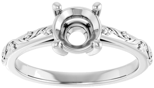 14K White 6.5 mm Round Solitaire Engagement Ring Mounting (3)