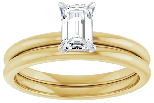 14K Yellow White 6 x 4 mm Emerald Engagement Ring Mounting (8)