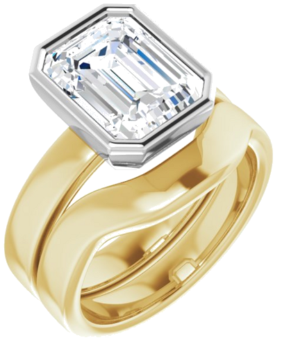 14K Yellow White 10x8 mm Emerald Solitaire Engagement Ring Mounting (6)