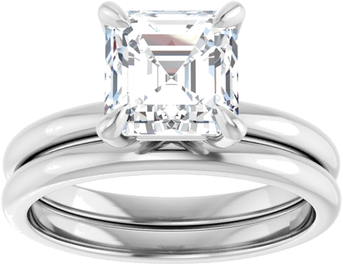 14K White  7x7 mm Asscher Solitaire Engagement Ring Mounting (8)