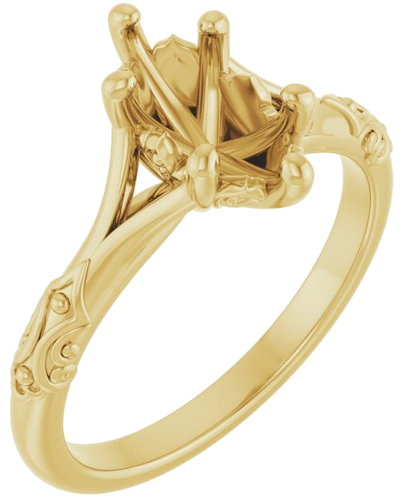 Sužadėtuvių Žiedas „Solitaire Sculptural“ 10k yellow gold Marquise 10mm x 5mm (1)