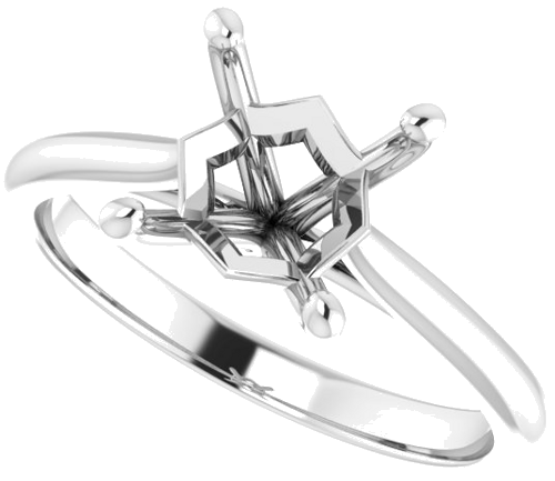 14K White 6.5 mm Square Solitaire Engagement Ring Mounting (5)