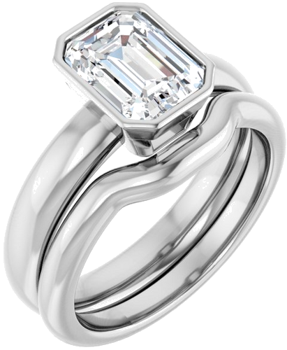 14K White 8x6 mm Emerald Engagement Ring Mounting (6)