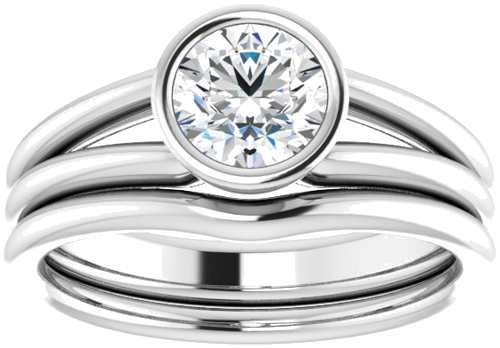 Sužadėtuvių Žiedas „Bezel-Set Solitaire“ 585 Baltojo Aukso Round 6mm (8)