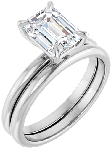 14K White  8x6 mm Emerald Solitaire Engagement Ring Mounting (6)