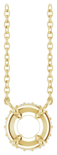 14K Yellow 5.5 mm Round .06 CTW Natural Diamond Hidden Halo 18  Necklace (1)