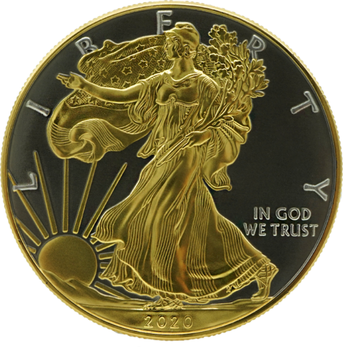 1 oz Американский Орел (Art of Color collection) 1 доллар позолоченная серебряная монета (1)