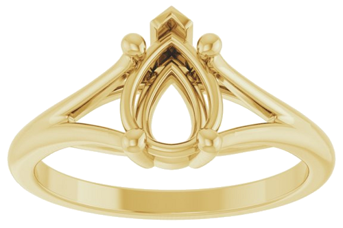 14K Yellow 8x6 mm Pear 4-Prong Cathedral Split Shank Engagement Ring Mounting (3)
