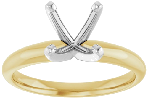 Sužadėtuvių Žiedas „Solitaire“ 585 Baltojo Ir Geltonojo Aukso Round 6.6mm x 7.2mm (8)