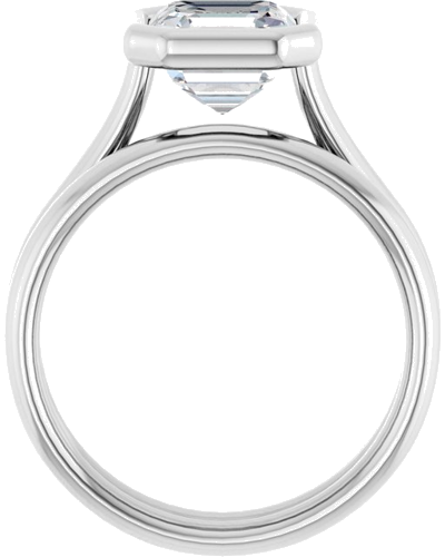 Sužadėtuvių Žiedas „Bezel-Set Solitaire“ 585 Baltojo Aukso Asscher 7mm (7)