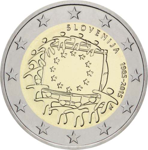 2015 Slovėnija Europos vėliava 2 eurų moneta (1)